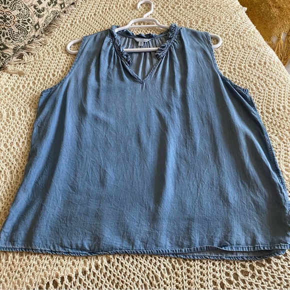 Time & Tru Sleeveless Chambray Shirt Plus Size XXL (20) - Picture 5 of 12